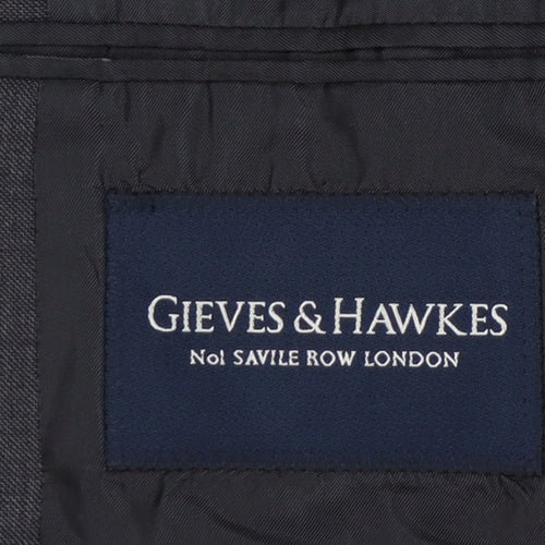 Gieves & Hawkes Grey Wool Men's Blazer 38 Regular Fit