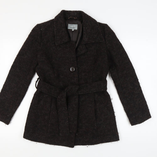 Marks and Spencer Women's Black Wool Belted Coat Size 8