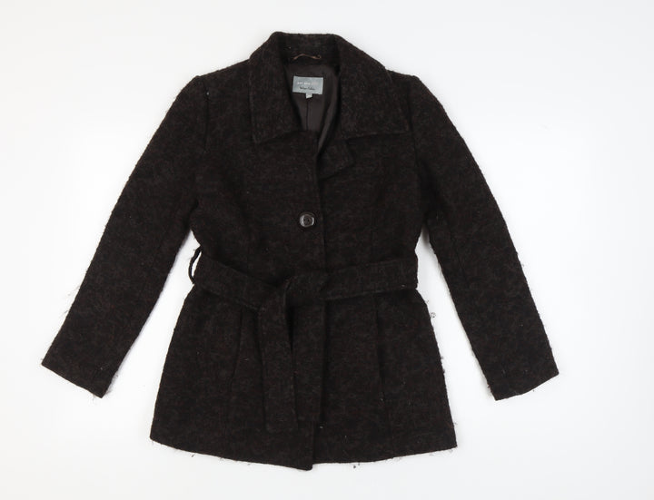 Marks and Spencer Women's Black Wool Belted Coat Size 8