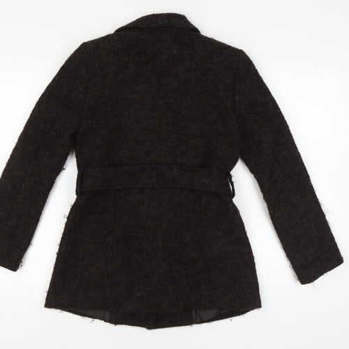 Marks and Spencer Women's Black Wool Belted Coat Size 8