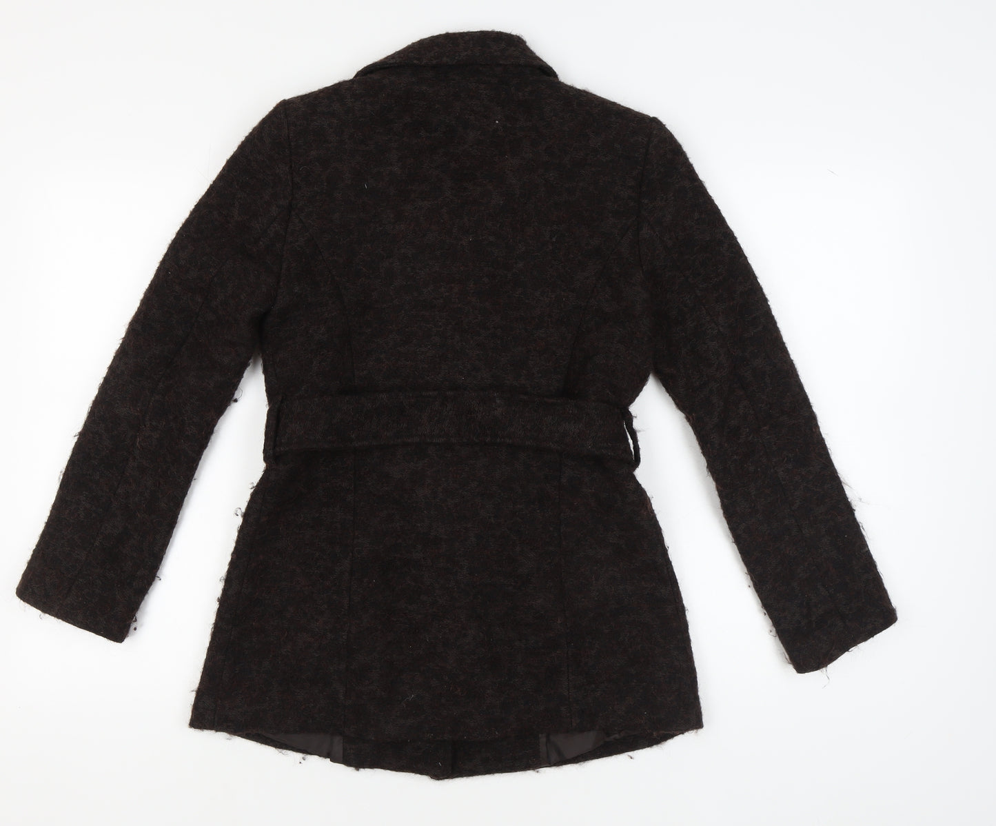 Marks and Spencer Women's Black Wool Belted Coat Size 8