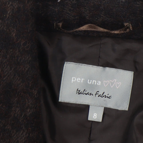 Marks and Spencer Women's Black Wool Belted Coat Size 8