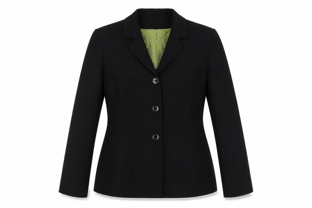 Front view of Equation Women’s Black Blazer, size UK 12, Business