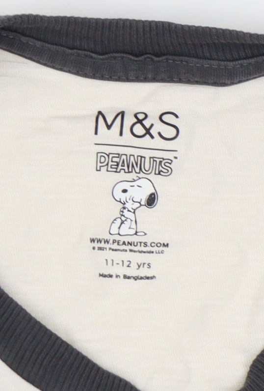 Marks and Spencer Girls Peanuts Graphic Long Sleeve T-Shirt 11-12