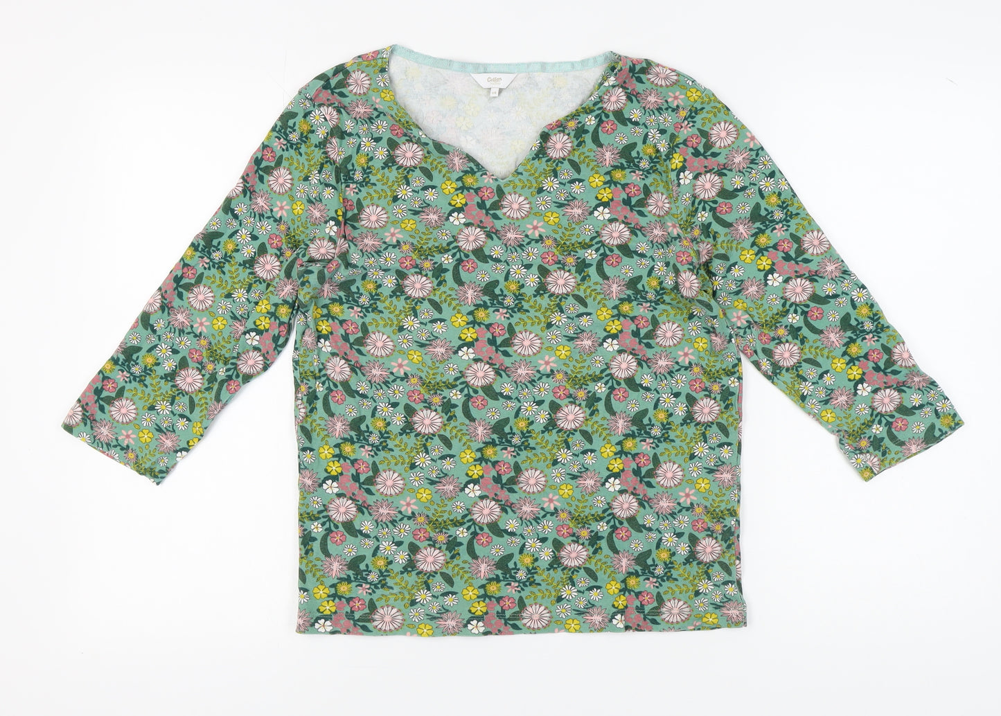 Cotton Traders Women's Floral Top, Size 14, V-Neck