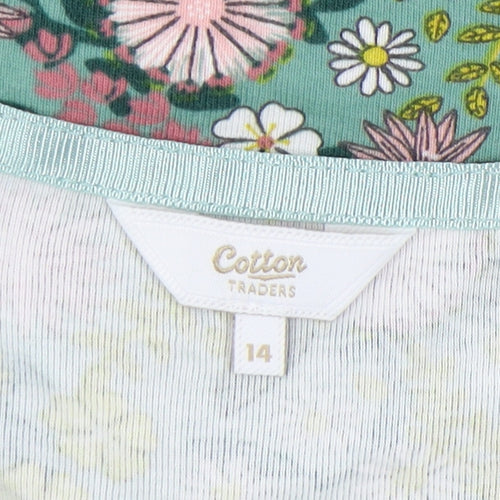 Cotton Traders Women's Floral Top, Size 14, V-Neck