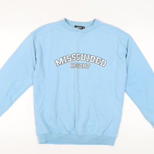 Missguided Women's Blue Sweatshirt Size 8 Logo