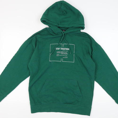 H&M Green Pullover Hoodie Unisex XS
