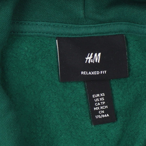 H&M Green Pullover Hoodie Unisex XS