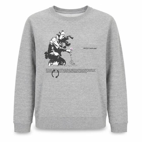 Brandalised Unisex Grey Graphic Pullover Sweatshirt S