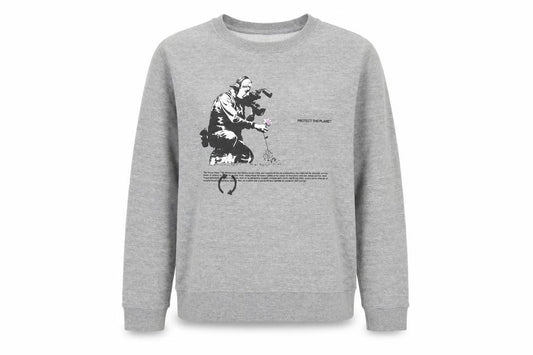 Brandalised Unisex Grey Graphic Pullover Sweatshirt S