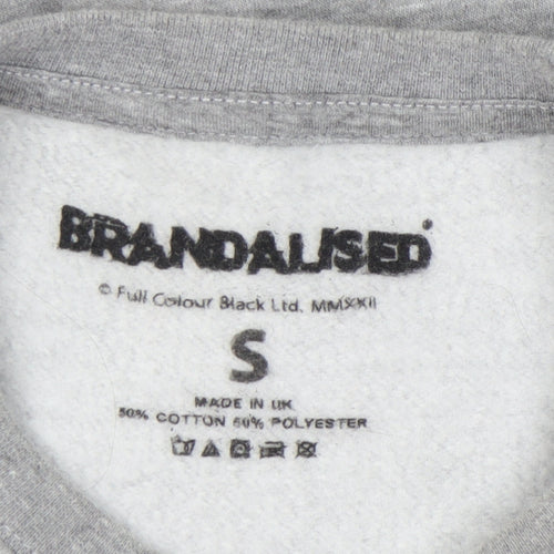 Brandalised Unisex Grey Graphic Pullover Sweatshirt S