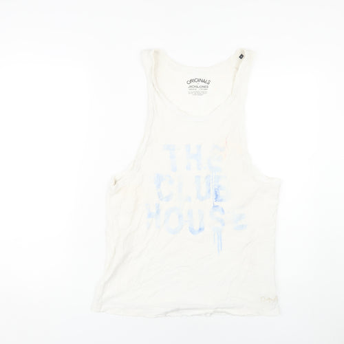 Jack & Jones Men's White Crew Neck Sleeveless T-Shirt M