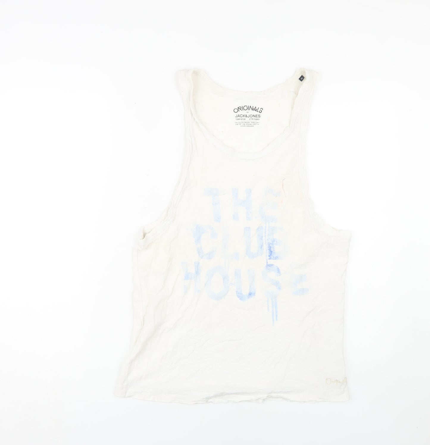 Jack & Jones Men's White Crew Neck Sleeveless T-Shirt M