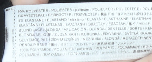 MNG Women's Black Slip Dress, Size 12, V-Neck, Lace Accent