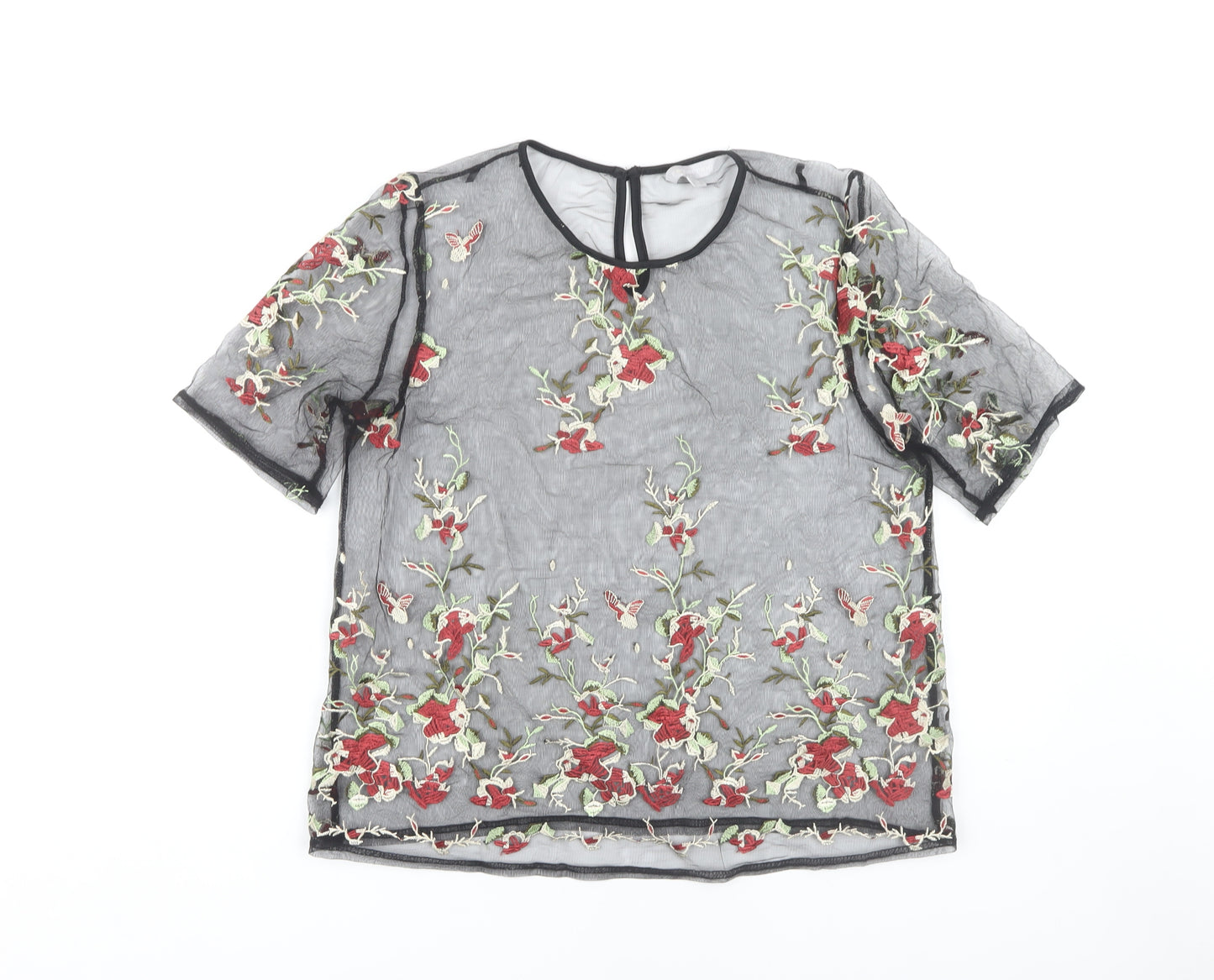 Red Herring Women's Black Floral Blouse, Size 12
