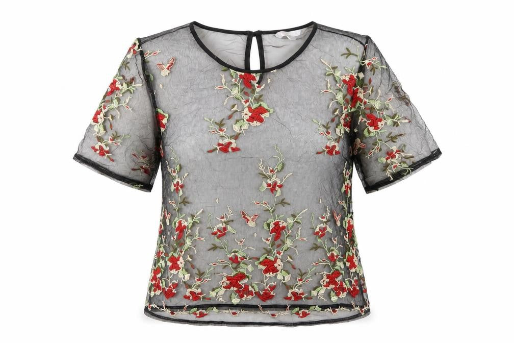 Front view of Red Herring Women's Black Floral Blouse, size 12
