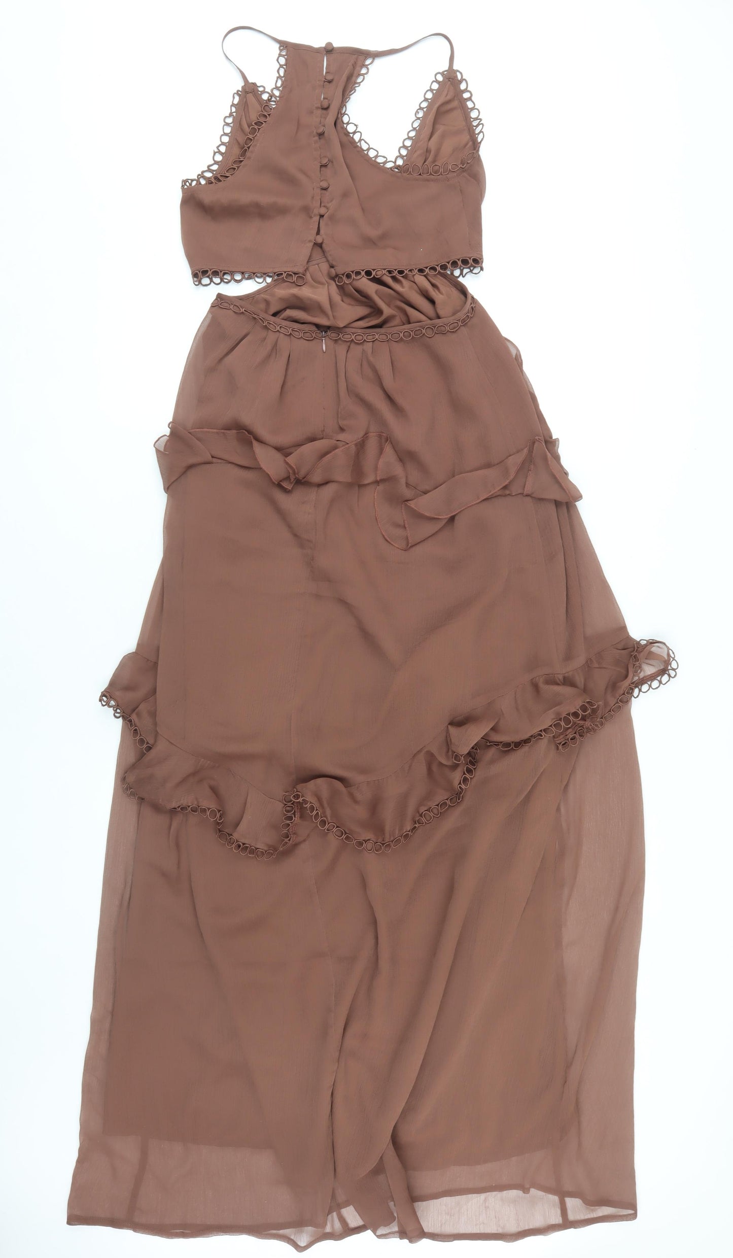 ASOS Brown Maxi Dress, Size 8, Party, Sleeveless