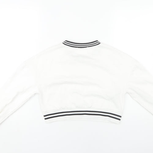 Mango Women White XS Pullover Sweatshirt with Logo