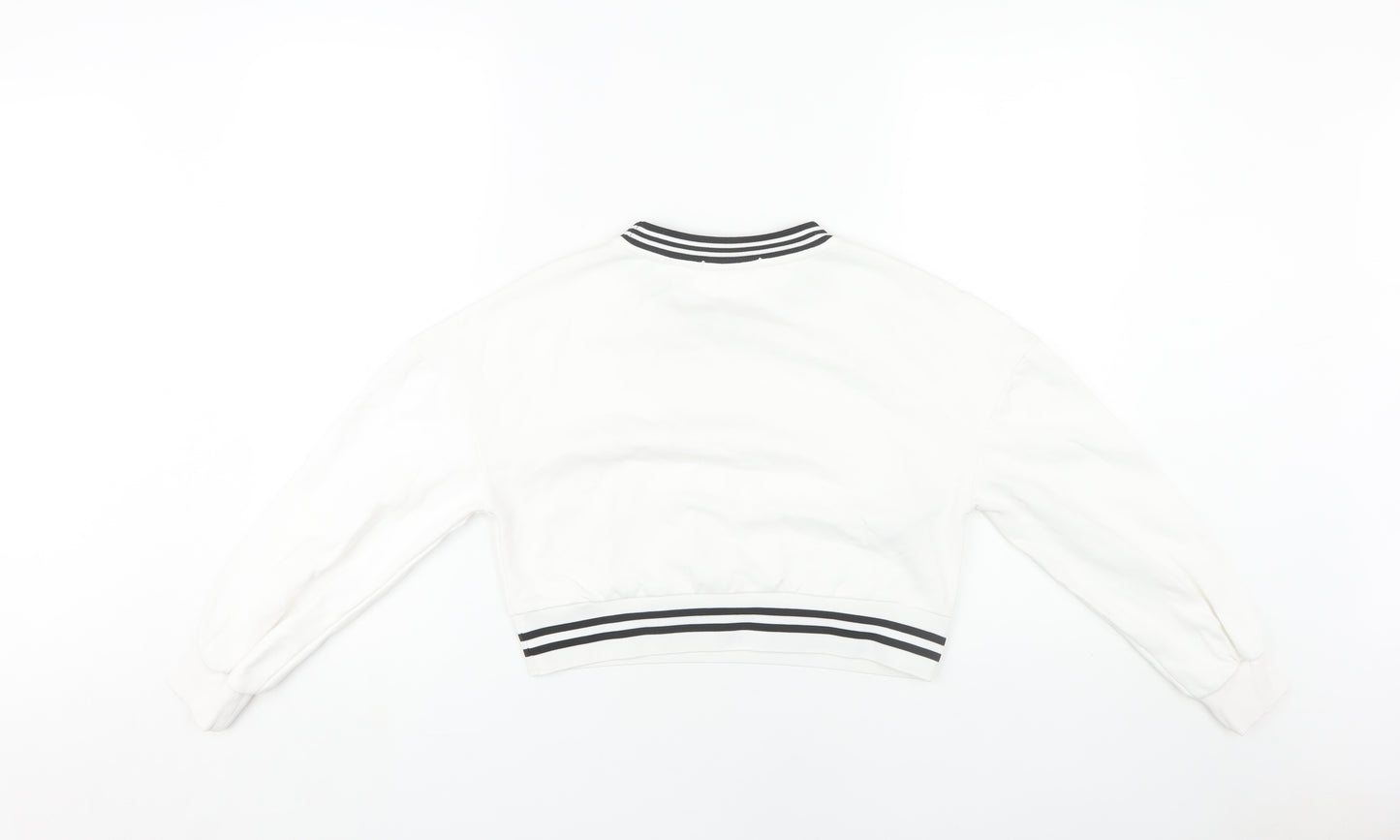 Mango Women White XS Pullover Sweatshirt with Logo