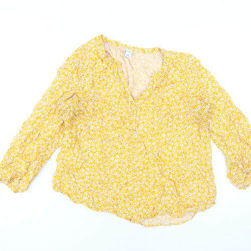 Old Navy Women's Yellow Floral Bohemian Blouse XL