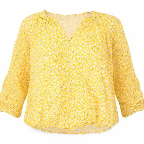 Old Navy Women's Yellow Floral Bohemian Blouse XL
