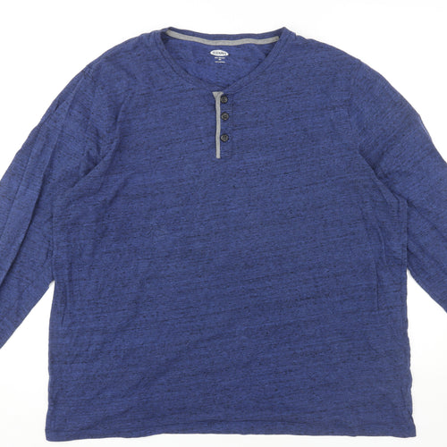 Old Navy Men’s Blue Henley T-Shirt 2XL Long Sleeve