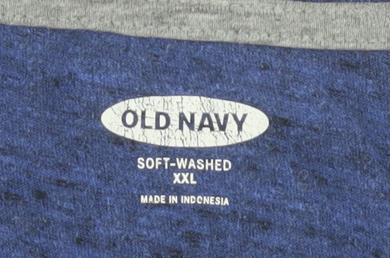 Old Navy Men’s Blue Henley T-Shirt 2XL Long Sleeve