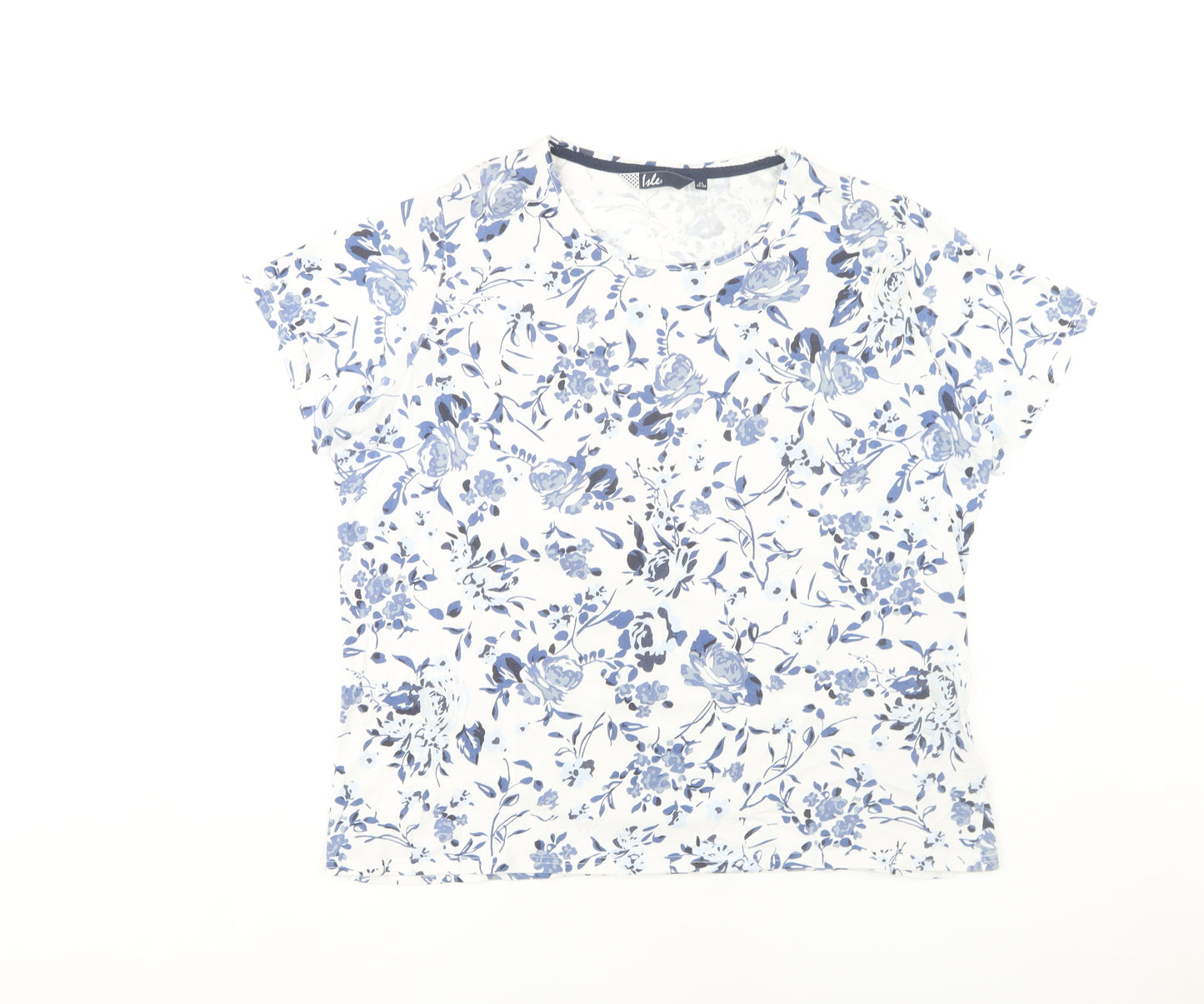 Isle Women's Blue Floral T-Shirt, Size 22-24, Plus Casual