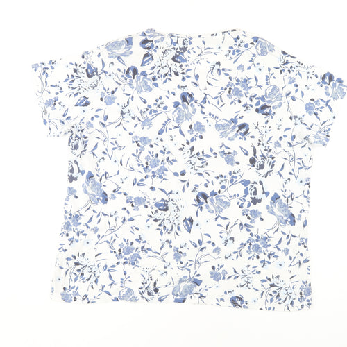 Isle Women's Blue Floral T-Shirt, Size 22-24, Plus Casual