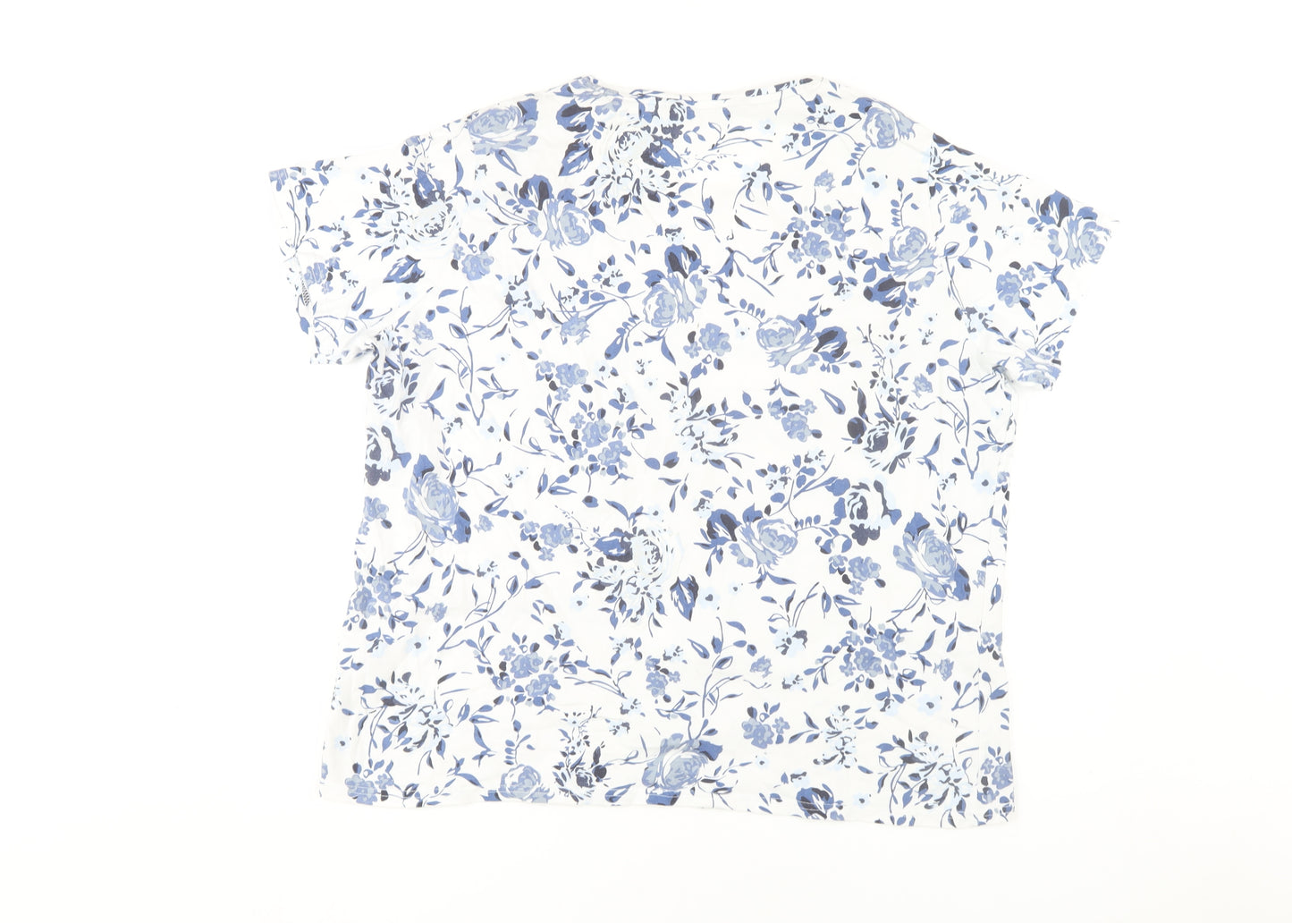 Isle Women's Blue Floral T-Shirt, Size 22-24, Plus Casual
