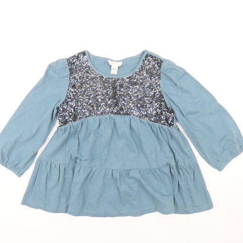 Monsoon Girls Blue Sequin Long Sleeve Top 11-12 Years