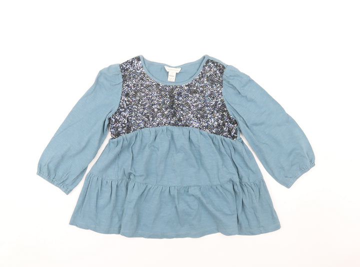 Monsoon Girls Blue Sequin Long Sleeve Top 11-12 Years