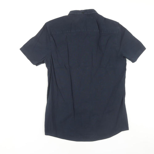 Firetrap Men's Blue Short Sleeve Button-Up Shirt L