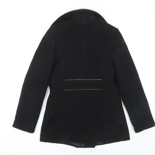 Spoon Women's Black Wool Pea Coat, Size 10, Classic Elegance