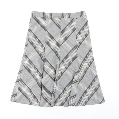 Viyella Women's Grey A-Line Check Skirt Size 12