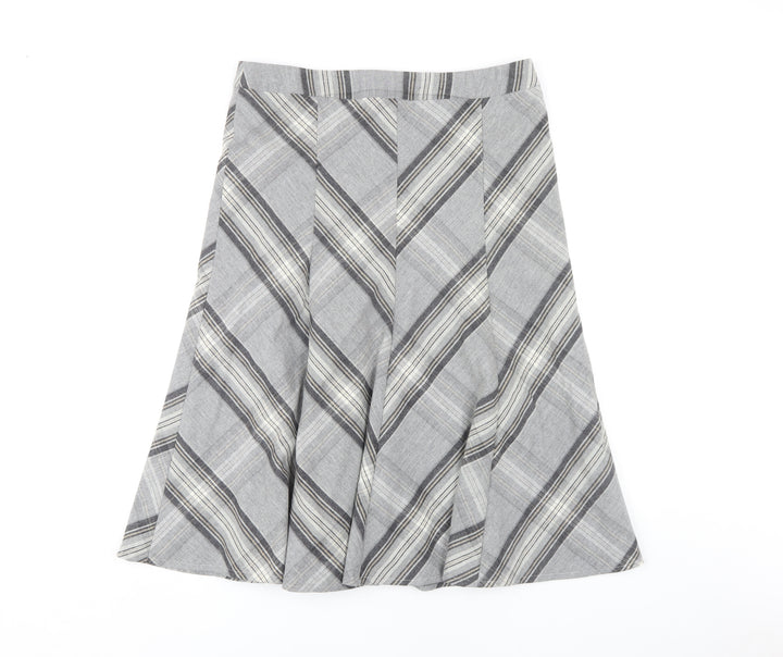 Viyella Women's Grey A-Line Check Skirt Size 12