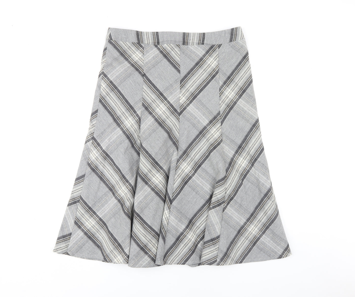 Viyella Women's Grey A-Line Check Skirt Size 12