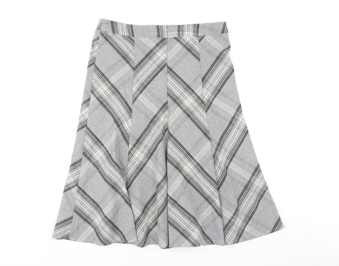 Viyella Women's Grey A-Line Check Skirt Size 12