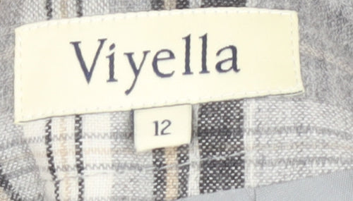 Viyella Women's Grey A-Line Check Skirt Size 12