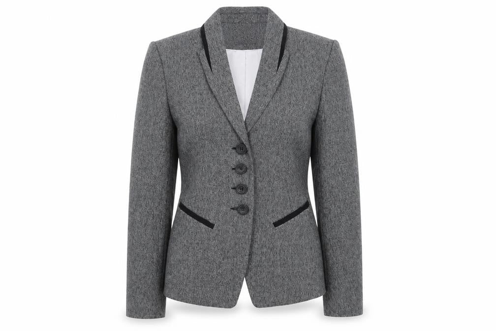 Front view of Next Women's Grey Blazer, size 6, Tailored Classic