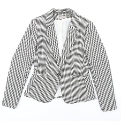 H&M Women's Blazer Size 10 Black White Houndstooth
