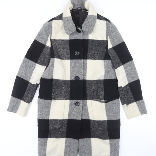 Uniqlo Women's Check Overcoat - Black/Grey/White S
