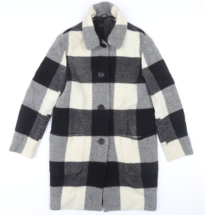 Uniqlo Women's Check Overcoat - Black/Grey/White S