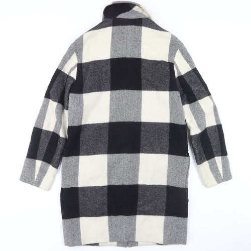 Uniqlo Women's Check Overcoat - Black/Grey/White S