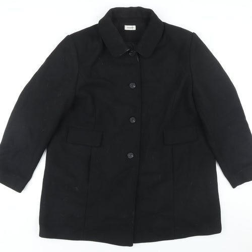 Damart Women's Black Wool Overcoat, Size 4, Classic Fit