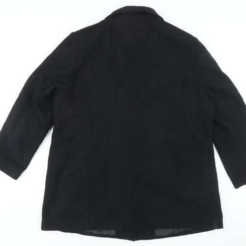 Damart Women's Black Wool Overcoat, Size 4, Classic Fit