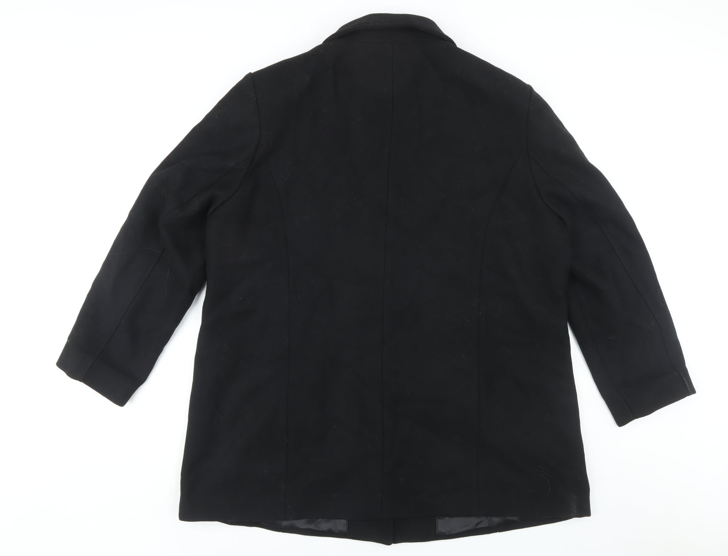 Damart Women's Black Wool Overcoat, Size 4, Classic Fit