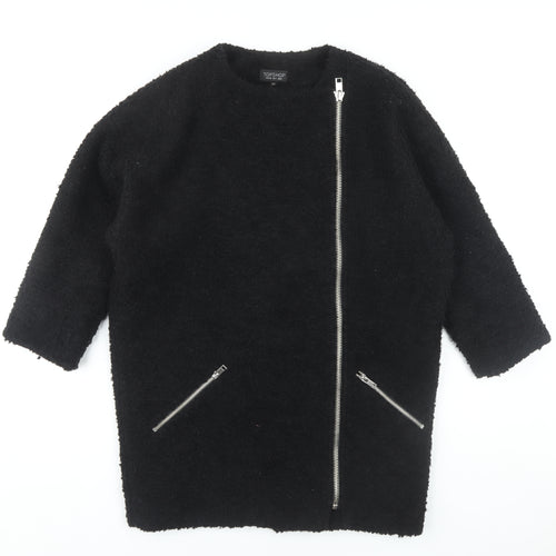 Topshop Women's Black Coat Size 8 with Full Zip