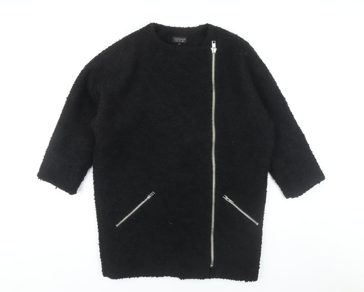 Topshop Women's Black Coat Size 8 with Full Zip